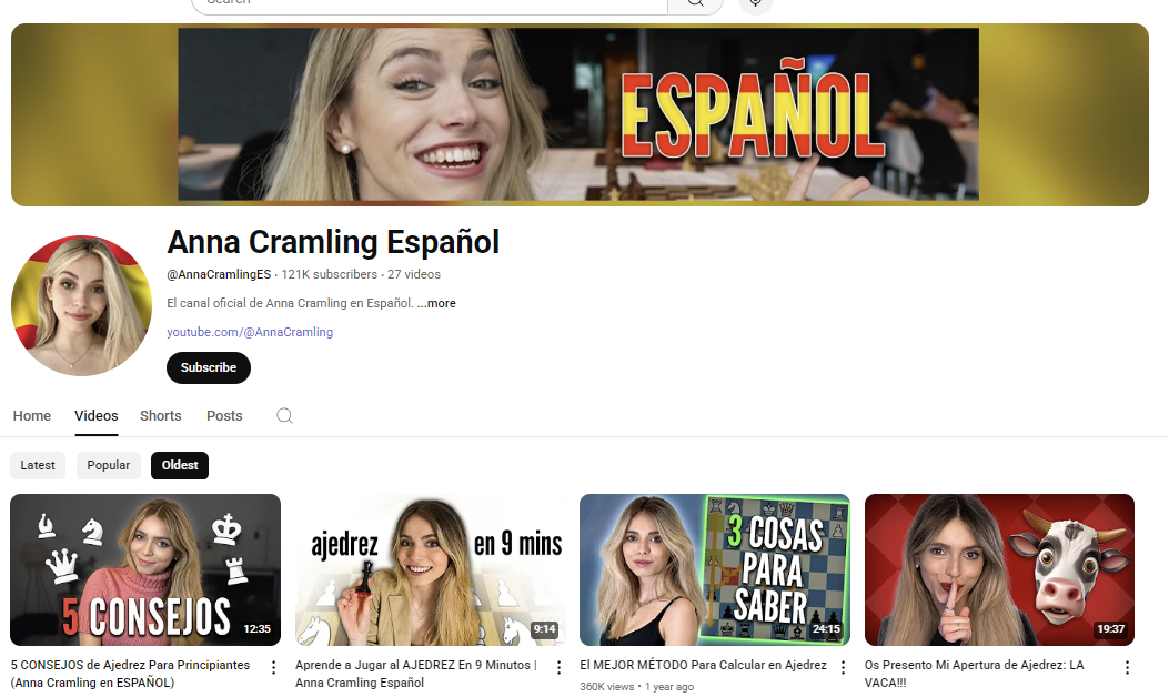 Anna Cramling Spanish Channel - Educación de Ajedrez