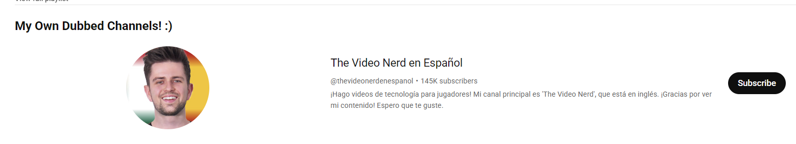 The Video Nerd multilingual channels
